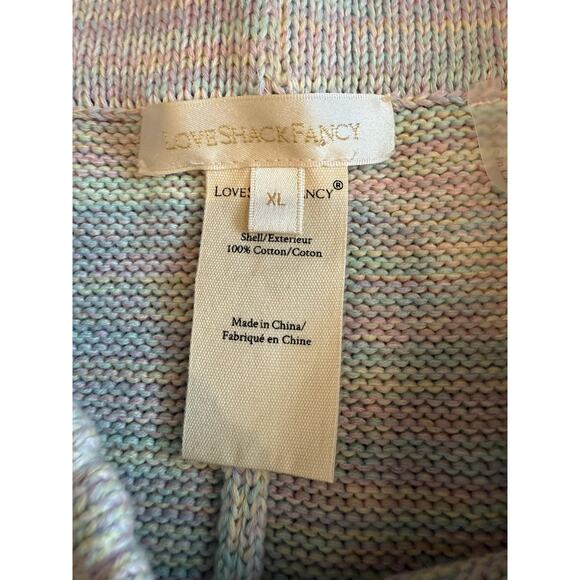 LoveShackFancy Pants Womens XL Pastel Knit Star Crochet Trim Wide Leg Lounge - Picture 4 of 7